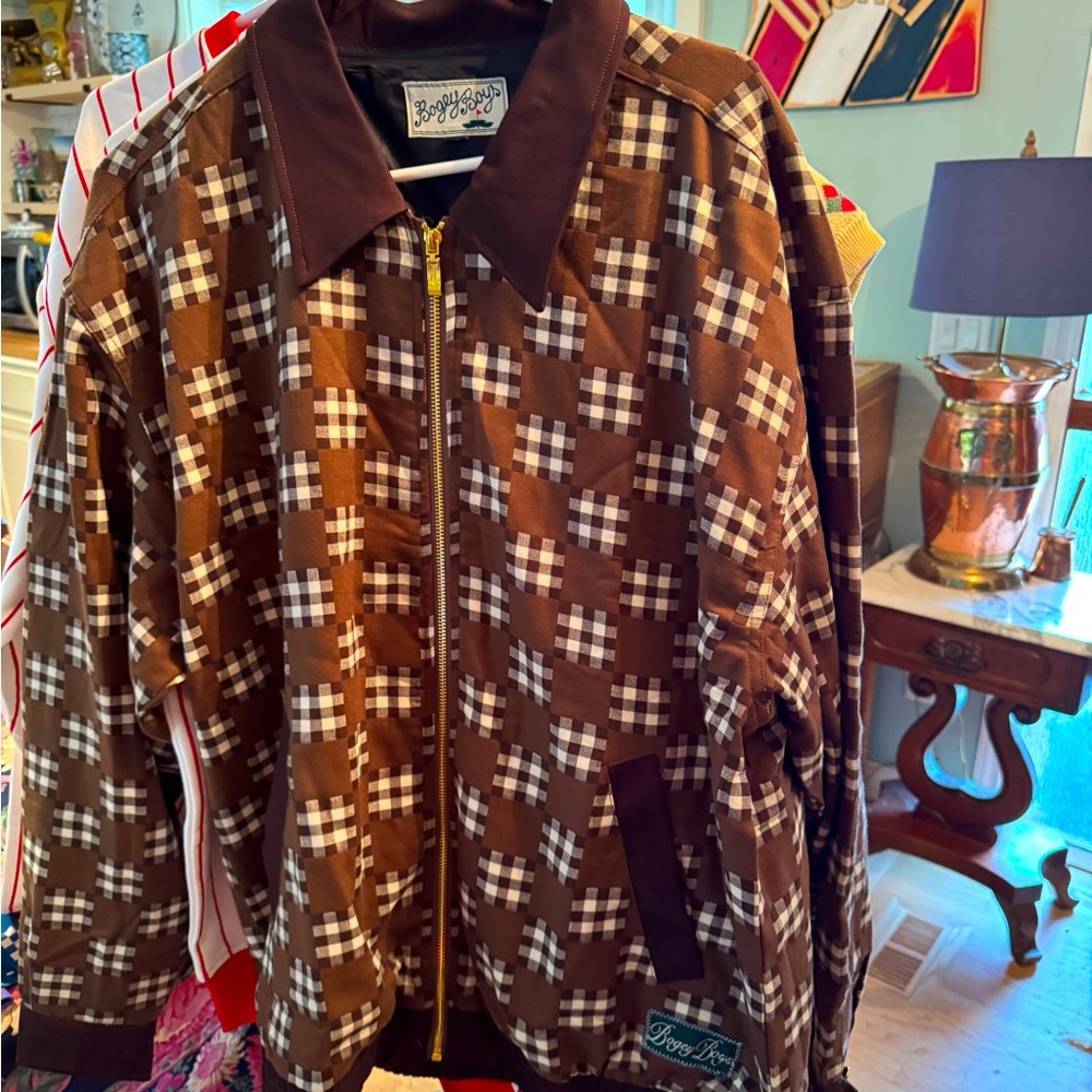 Bogey Boys by Macklemore Brown and White Plaid Vintage Inspired Jacket, New